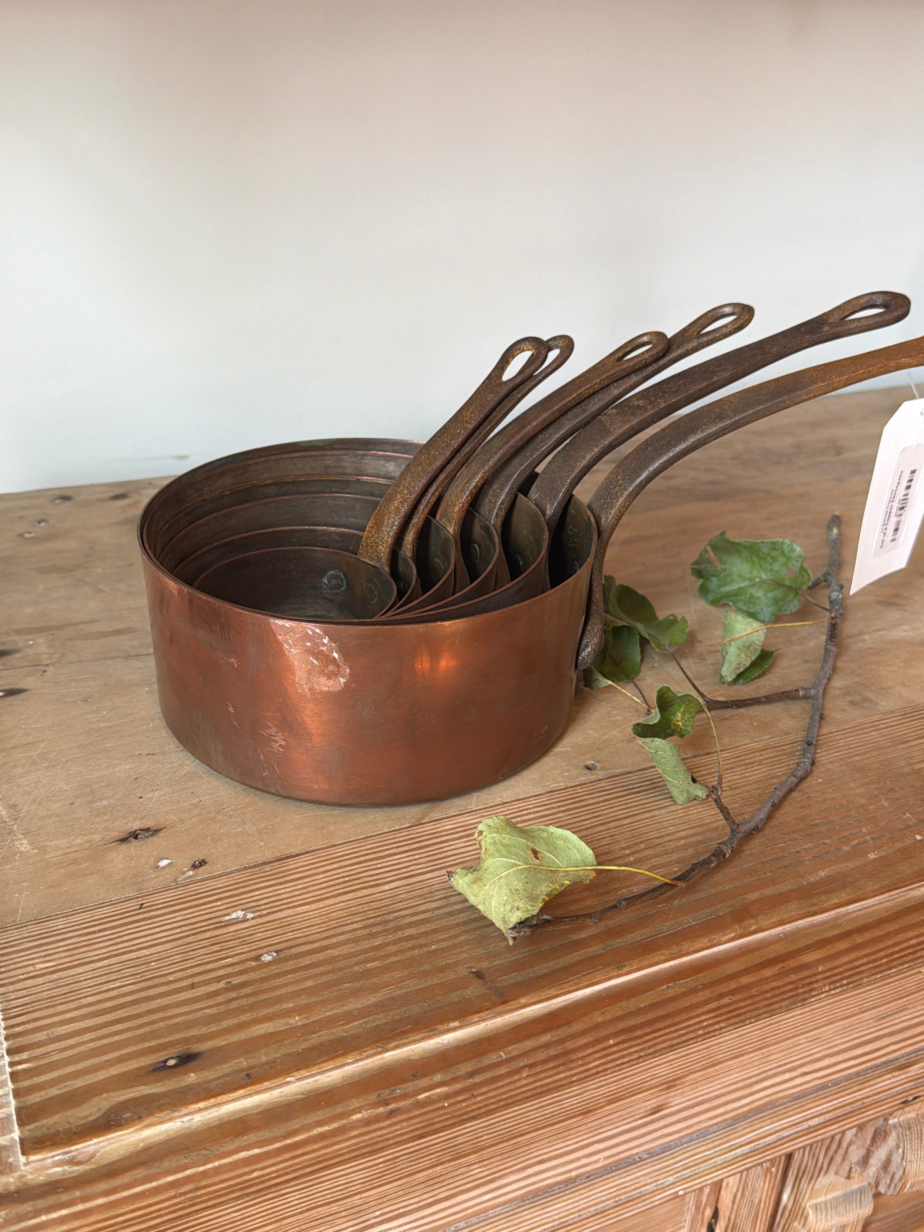 Set of 6 Copper Saucepans