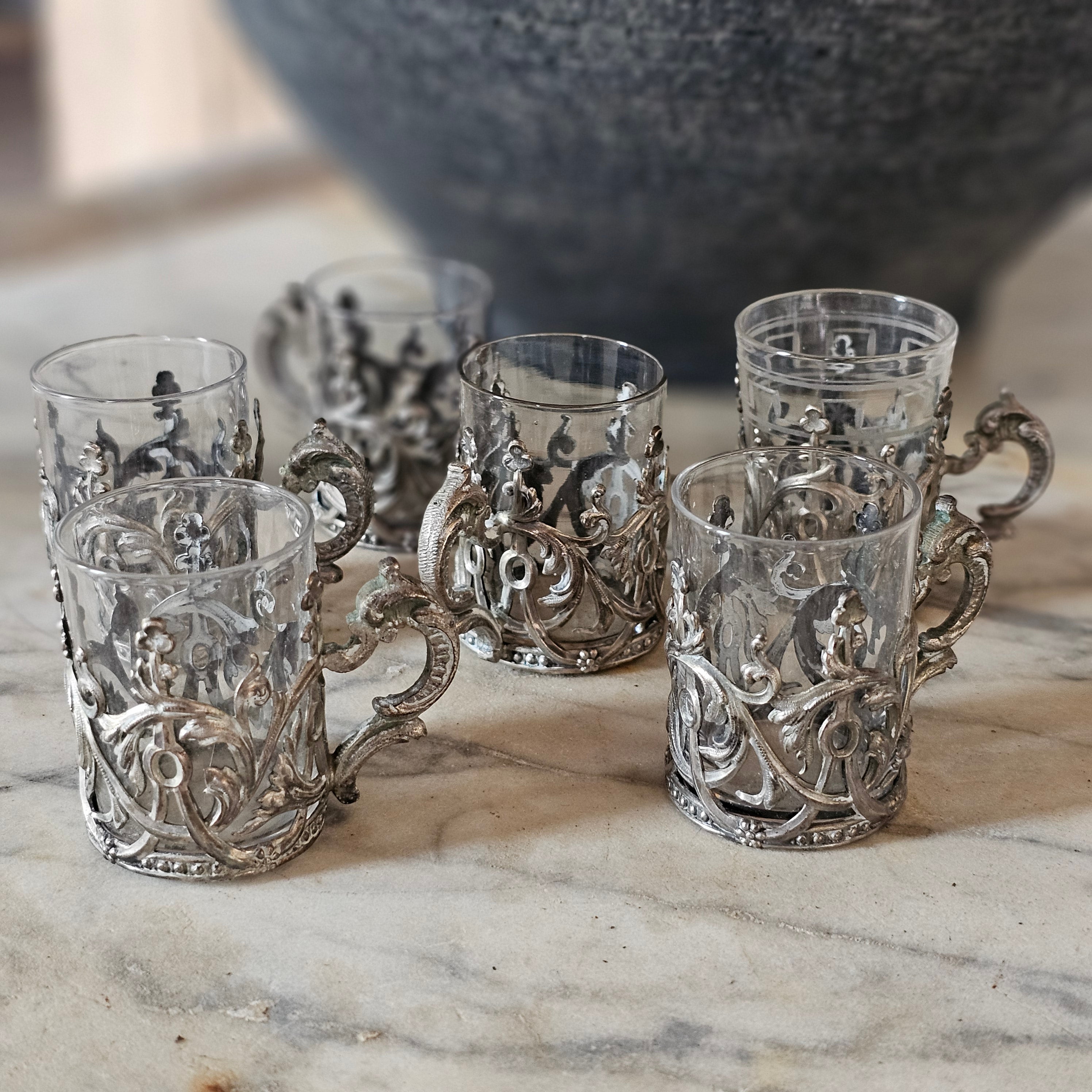 Set of 6 Sterling Silver Liquor Cups