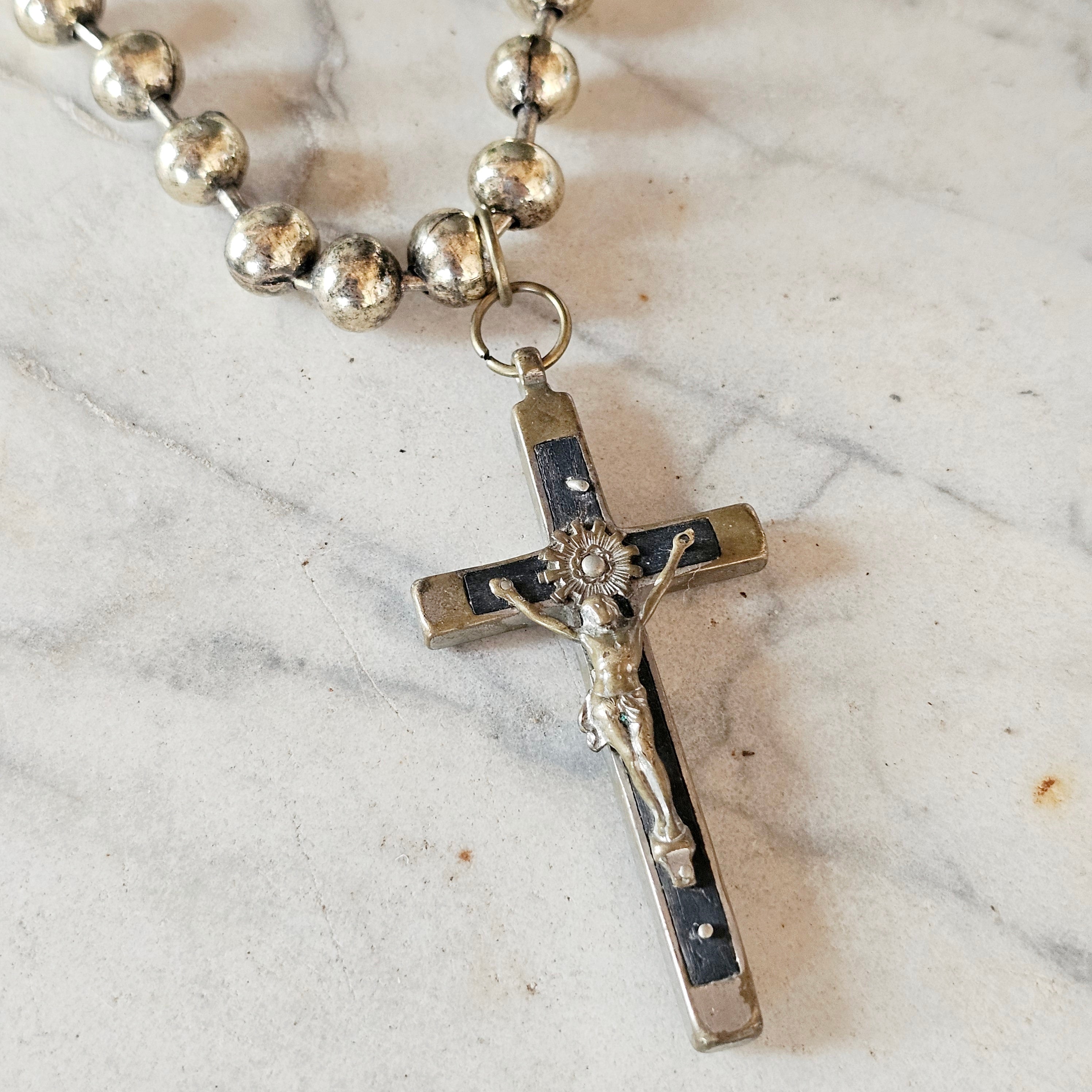 Large Ball Chain Cross Necklace