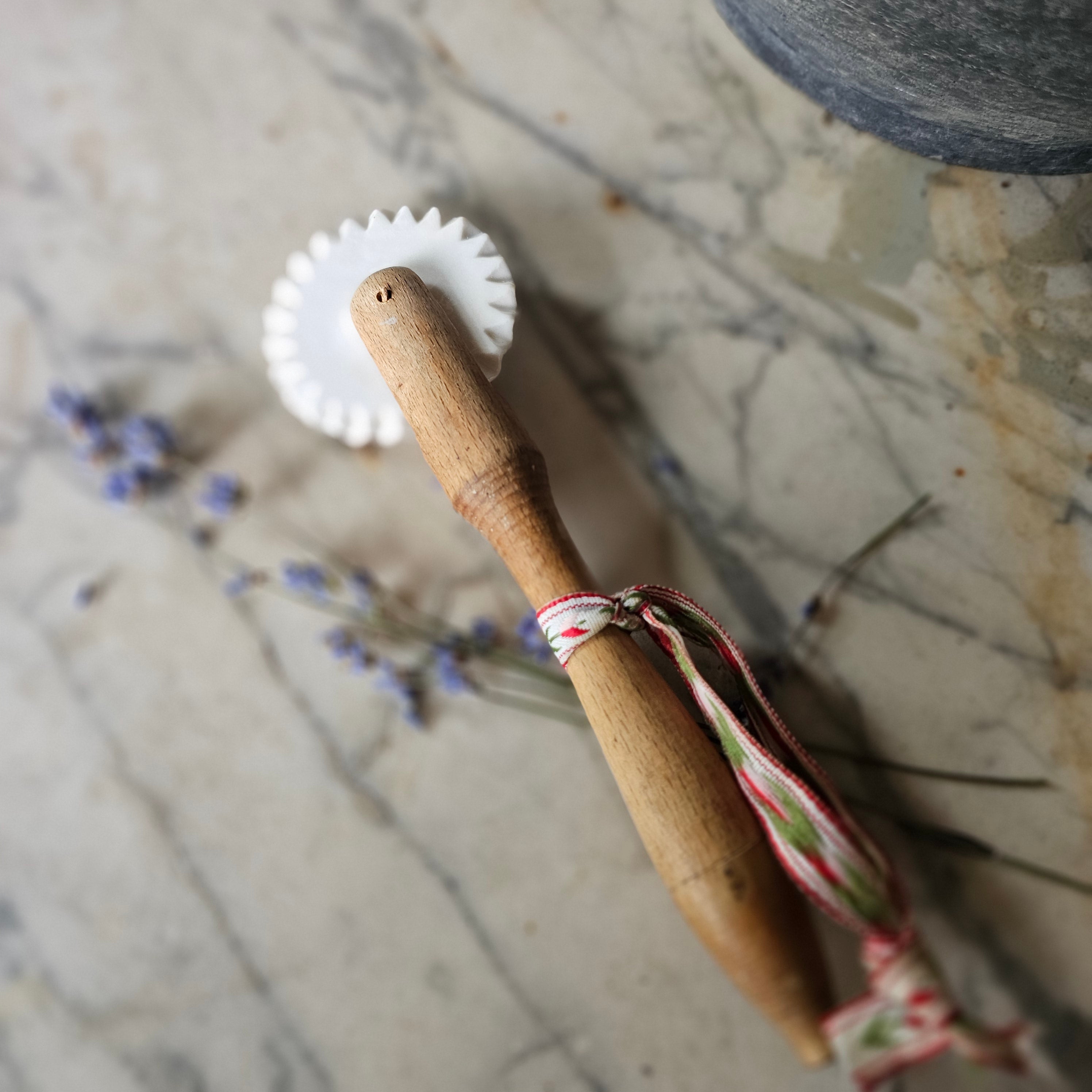 Porcelain and Wood Pie Crimper