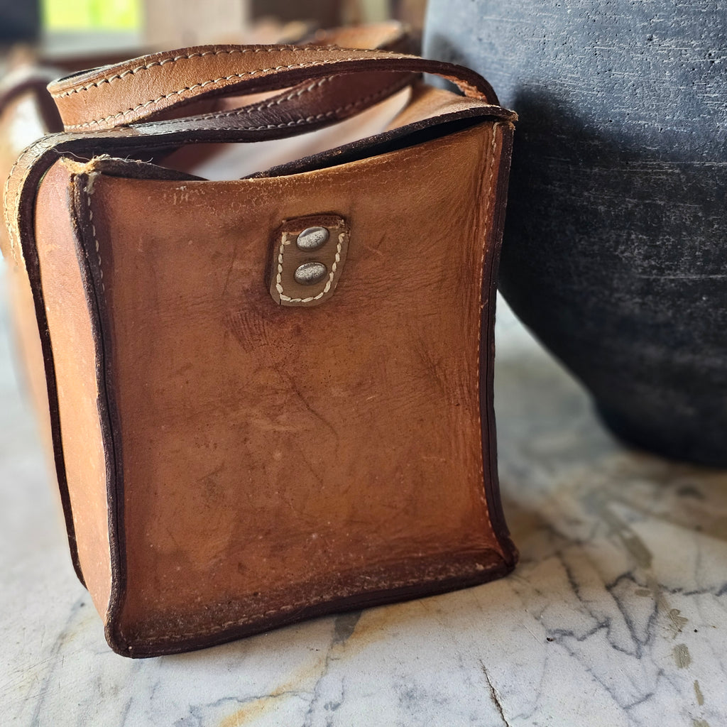 Leather Bag with Flap Closure