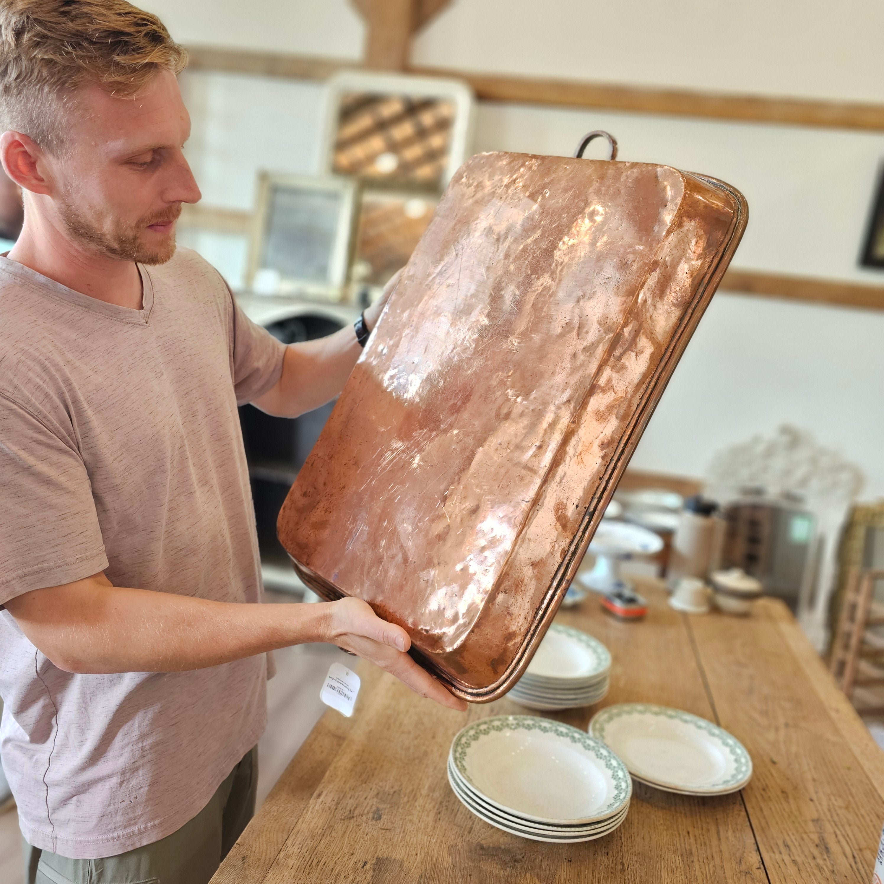 Large Copper Roasting Pan