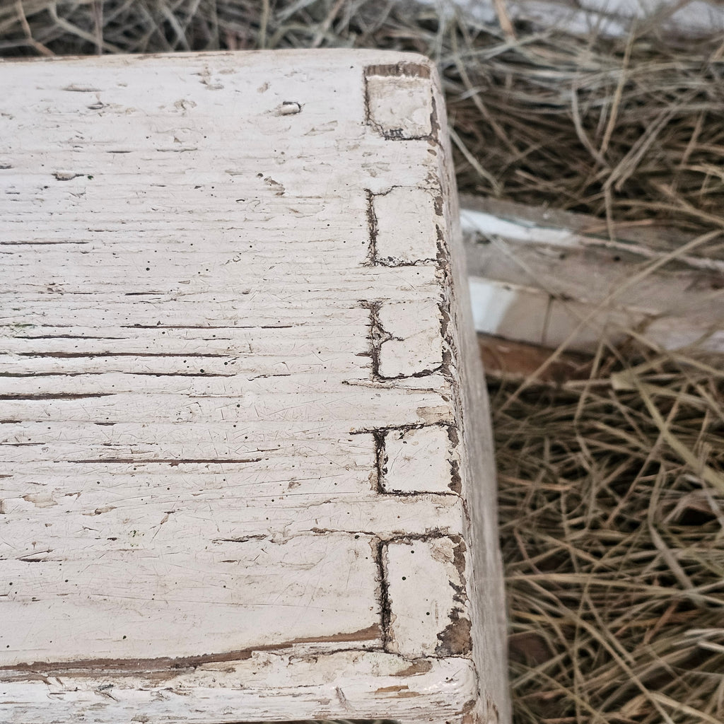French White Wood Stool