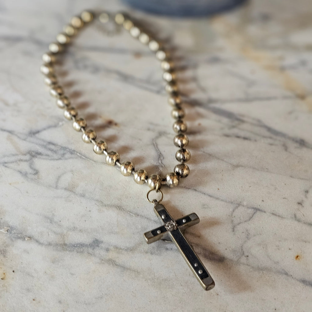 Large Ball Chain Cross Necklace