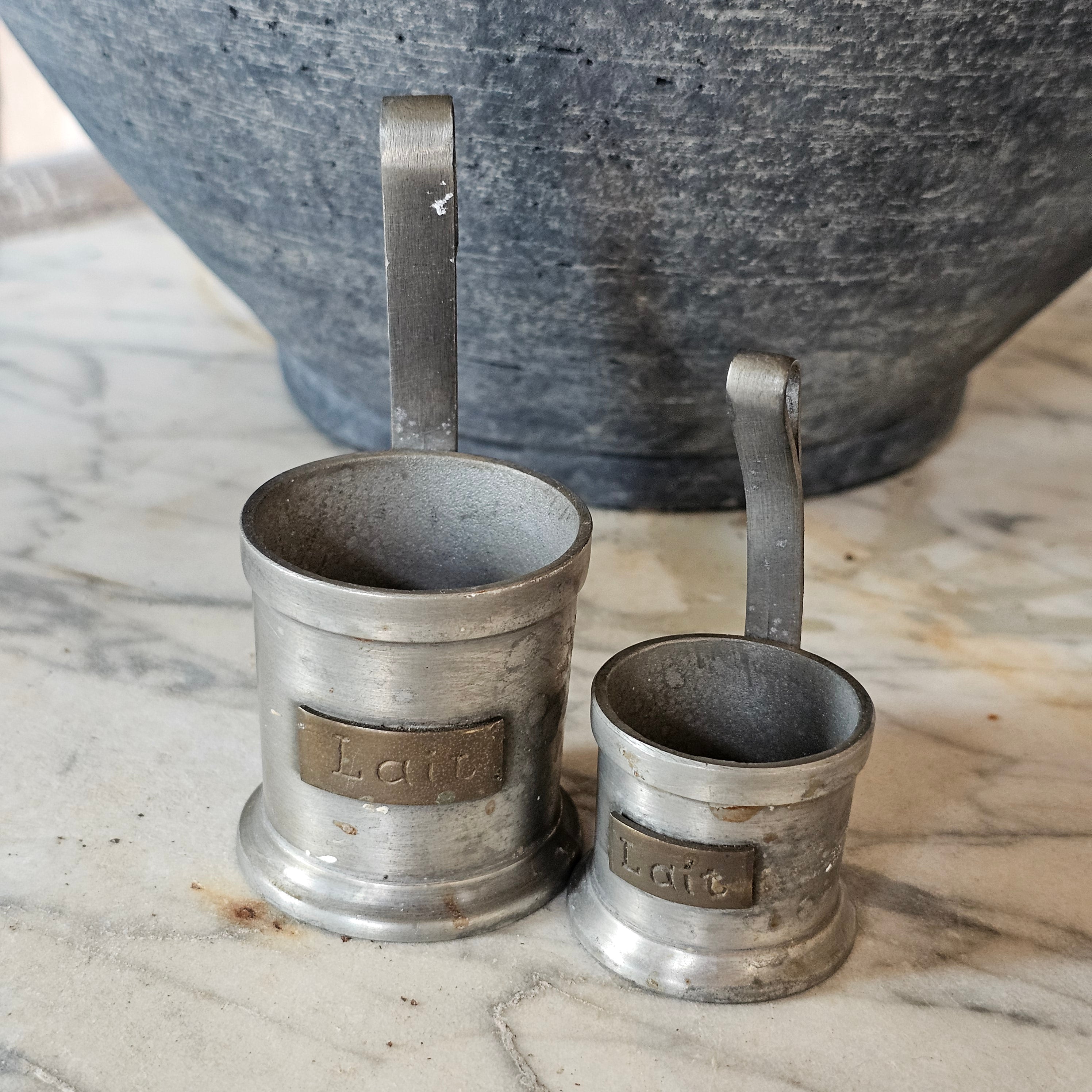 Pair of Pewter Milk (Lait) Measures
