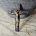 Crucifix with Painted Brass Jesus