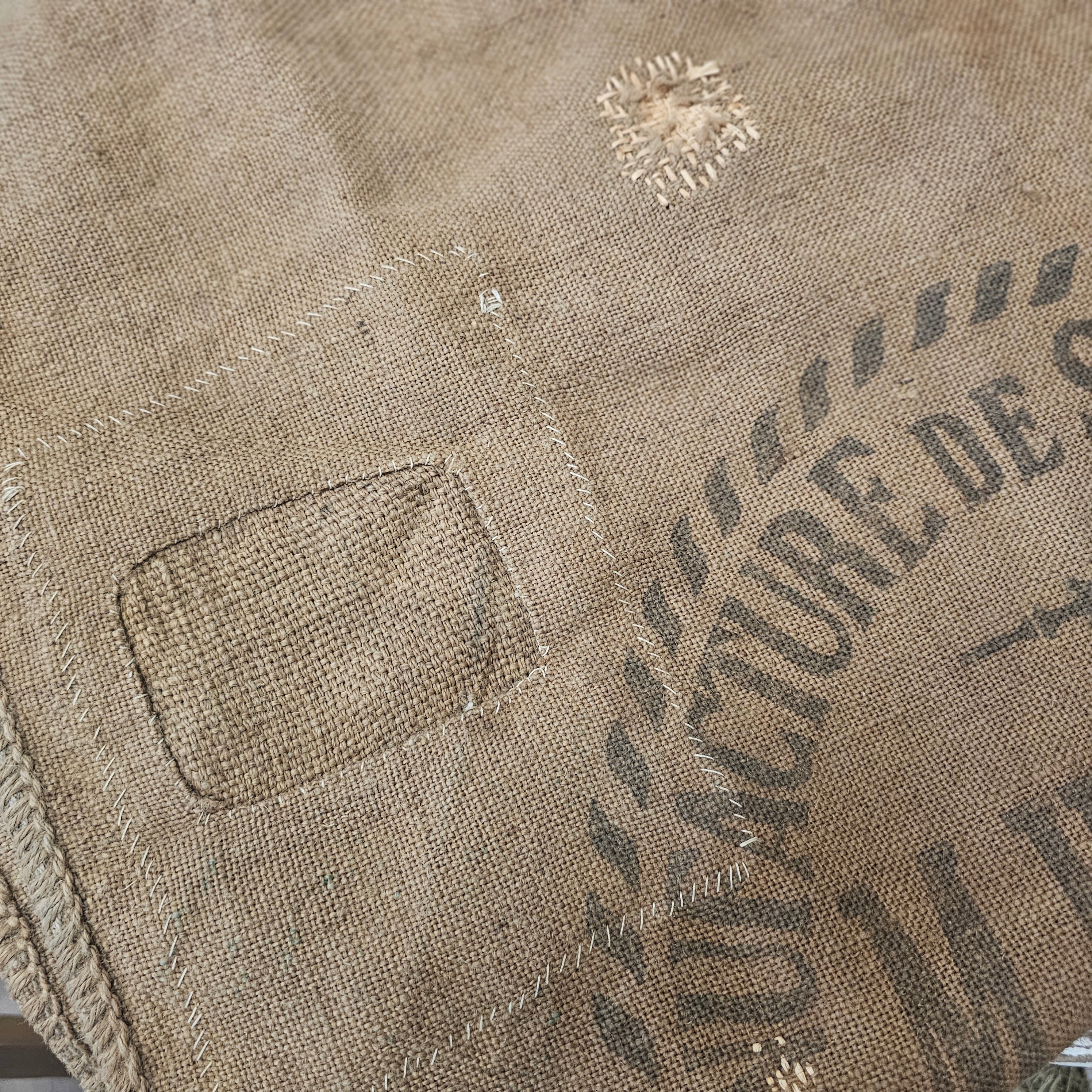Stenciled Burlap Sack