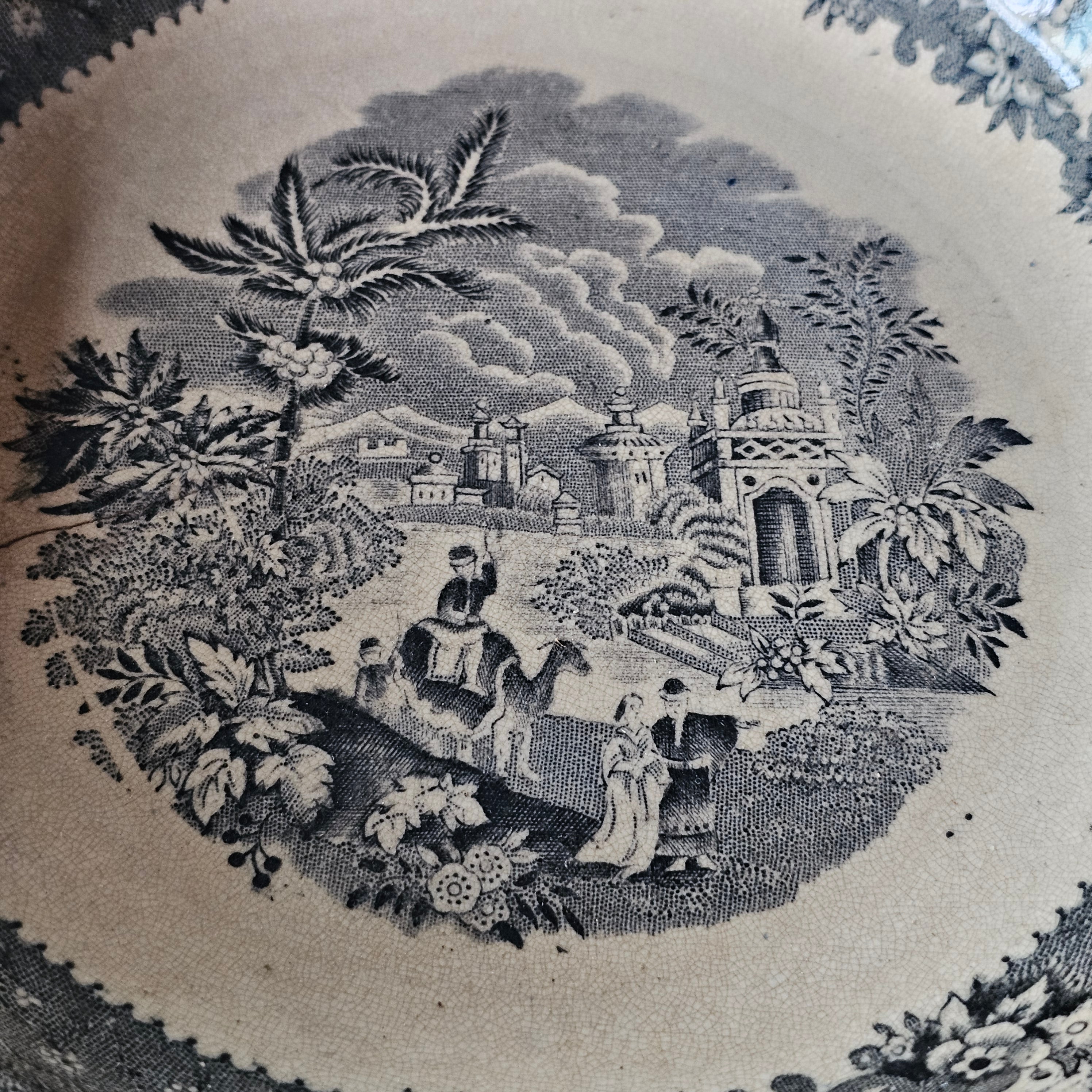Societe Ceramique Black Transferware Bowl