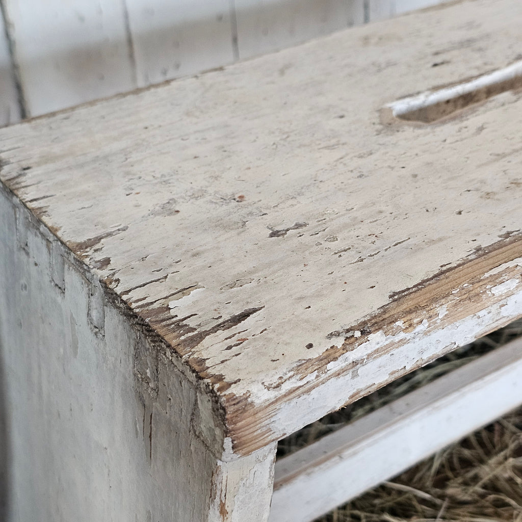French White Wood Stool