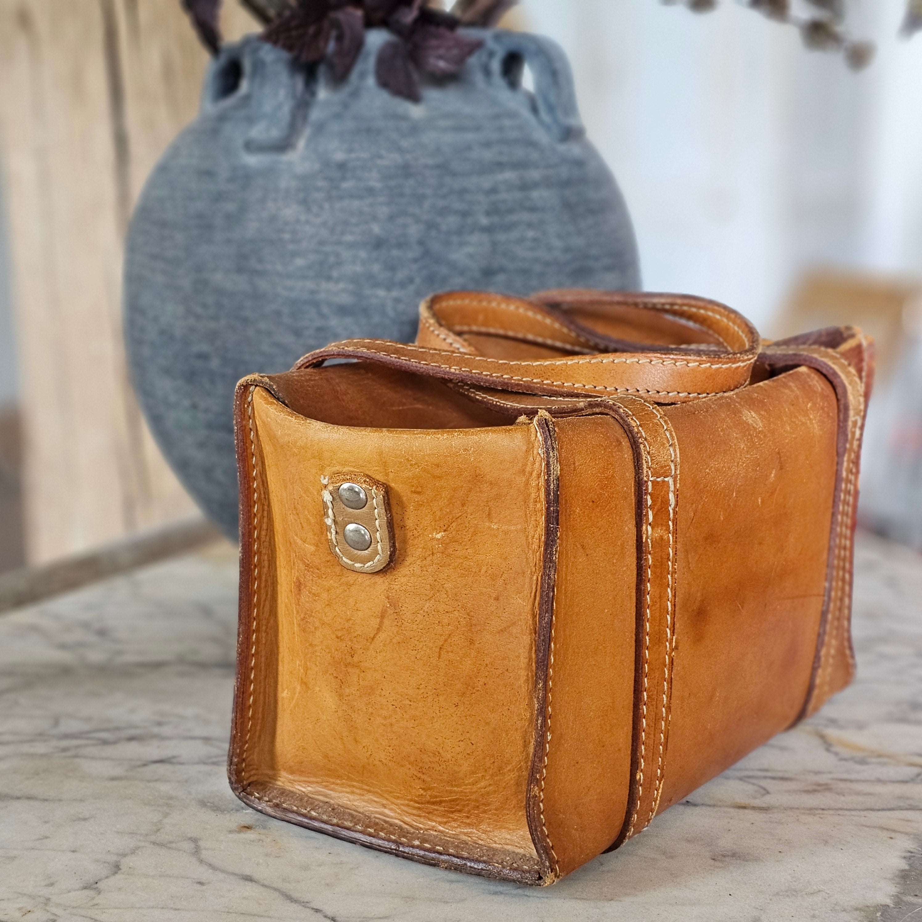 Leather Bag with Flap Closure