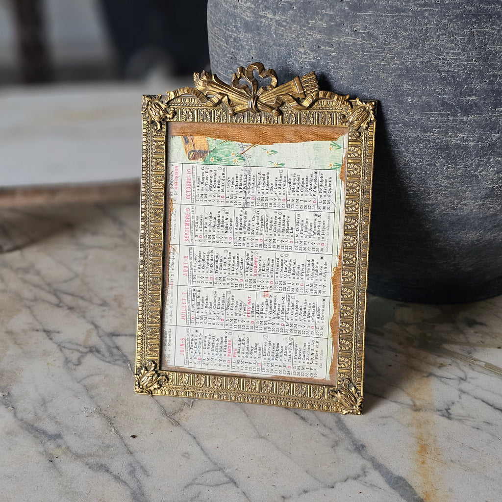 Brass Frame with Bow and Calendar