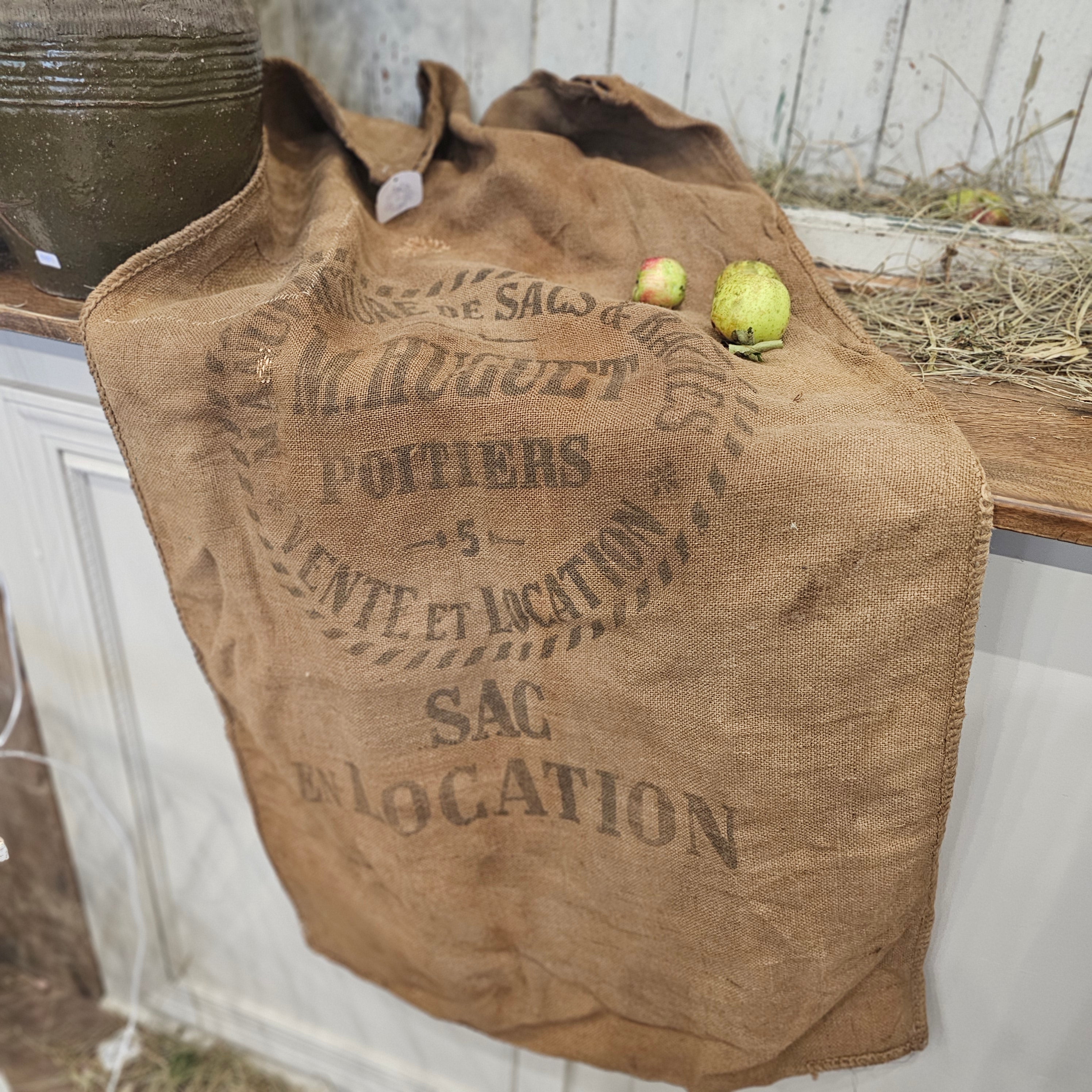 Stenciled Burlap Sack