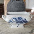 Blue Transferware Tureen with Birds