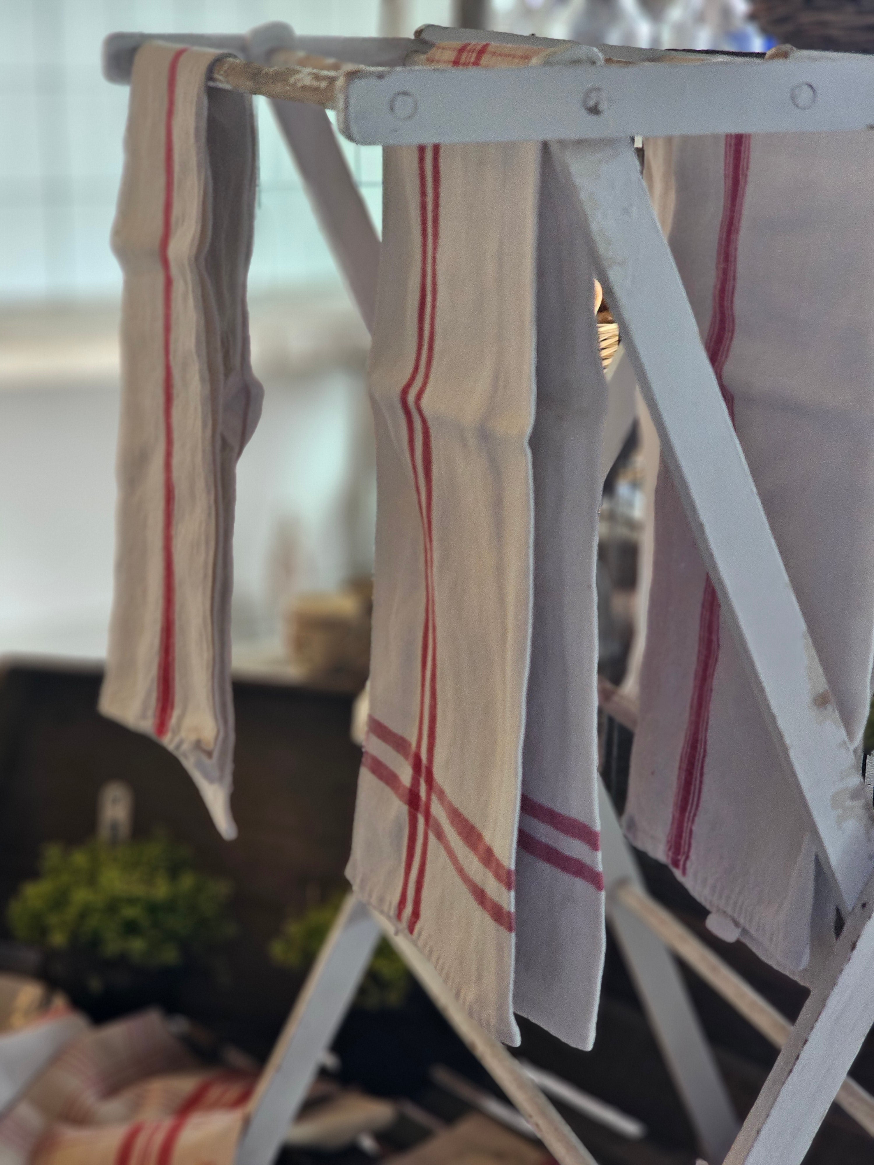 Red and White Linen Towels