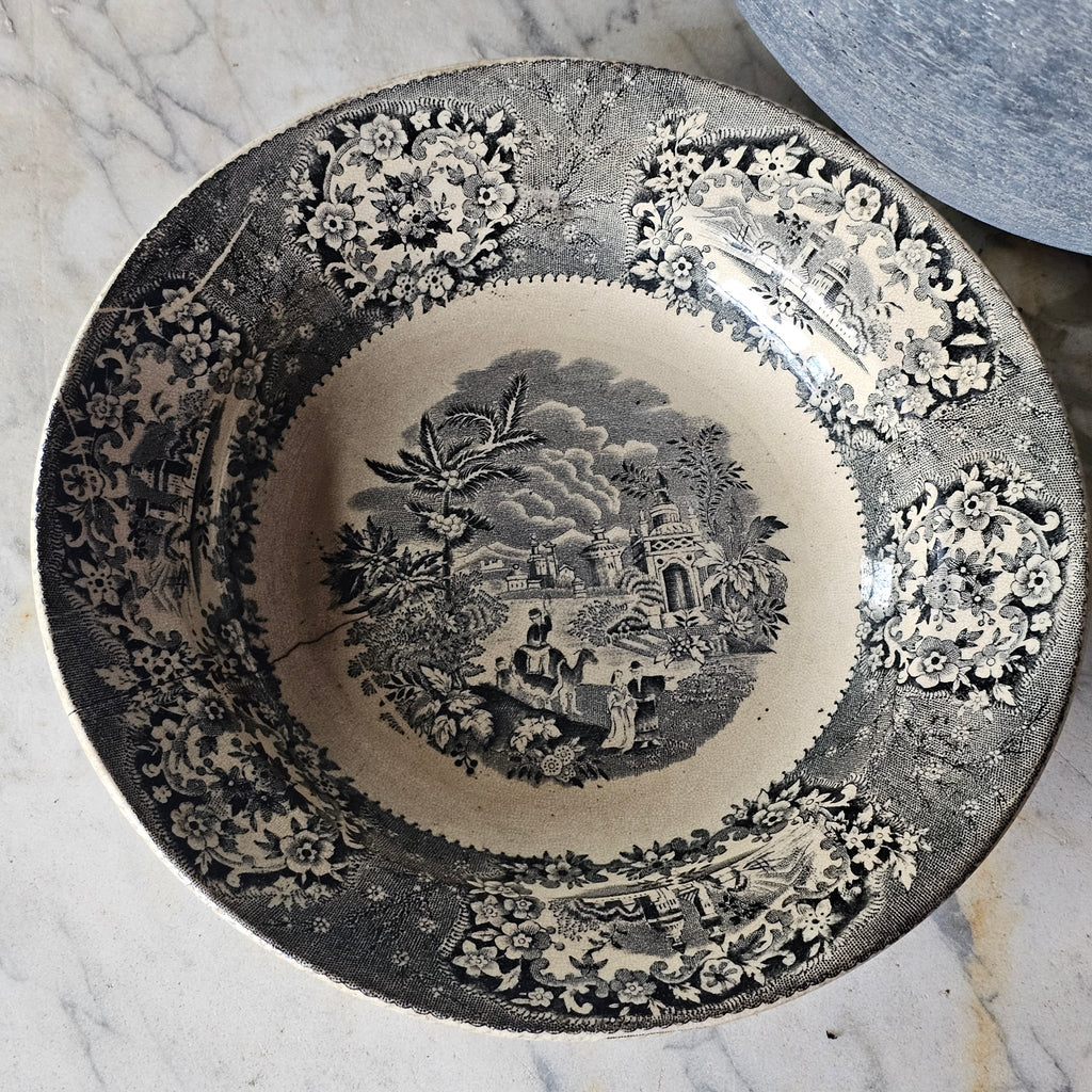 Societe Ceramique Black Transferware Bowl