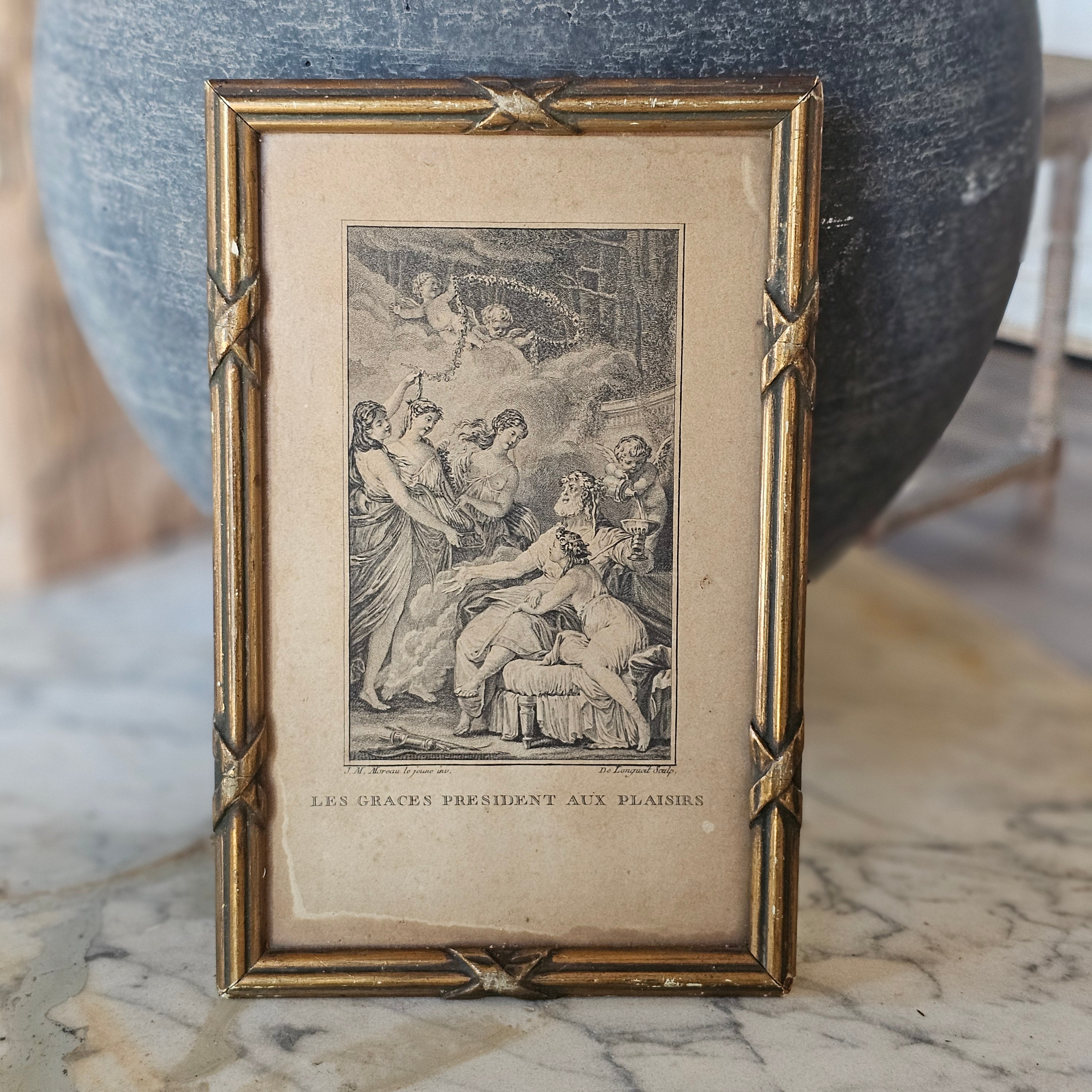 Framed Les Graces President aux Plaisirs by Jean-Michael Moreau le Jeune
