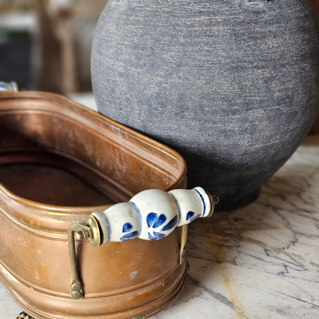Copper Planter with Delft Handles