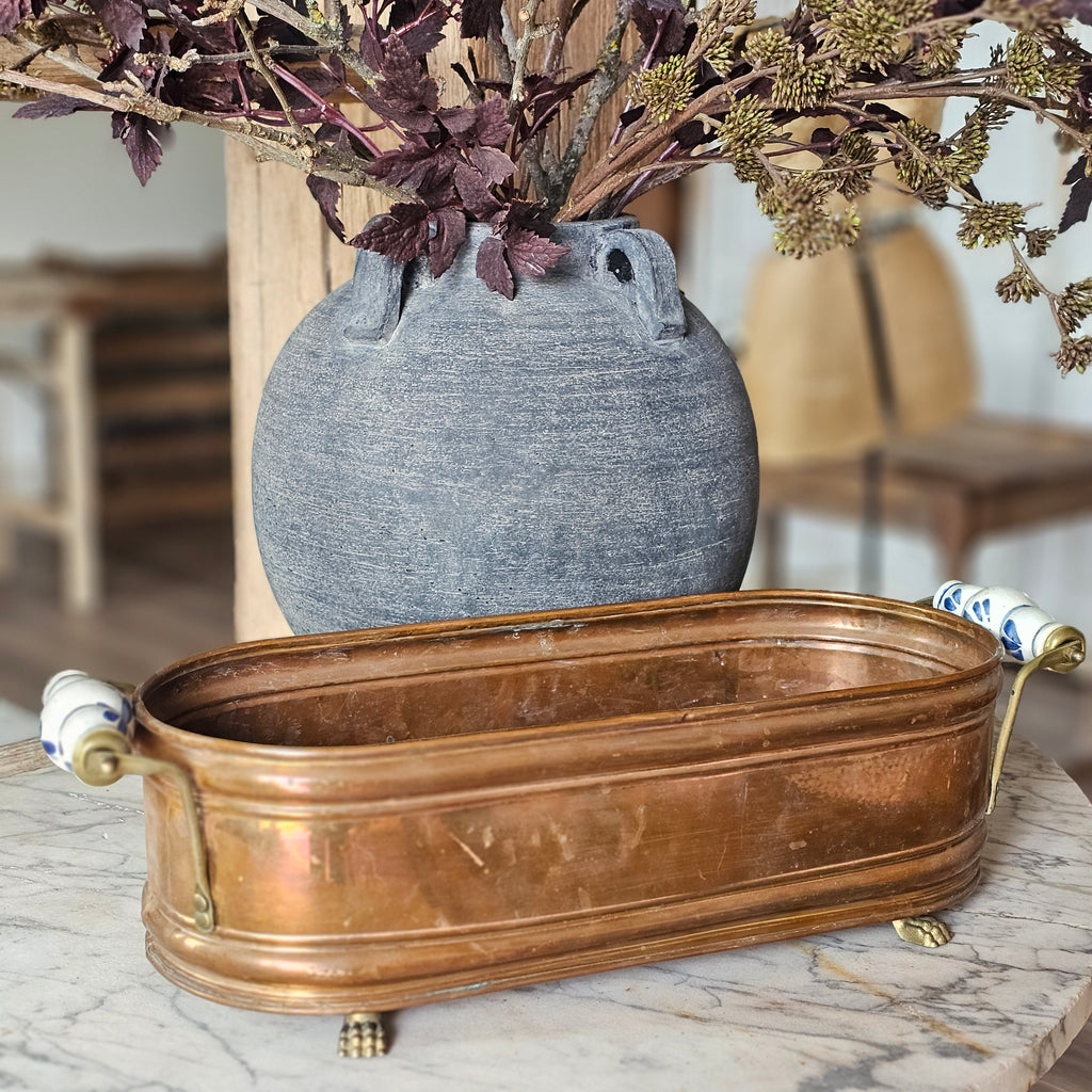 Copper Planter with Delft Handles