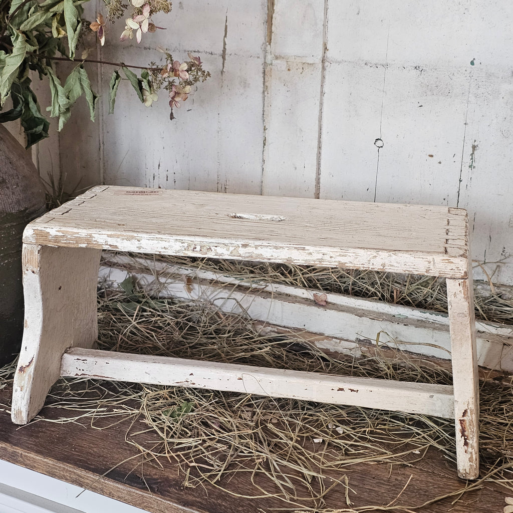 French White Wood Stool