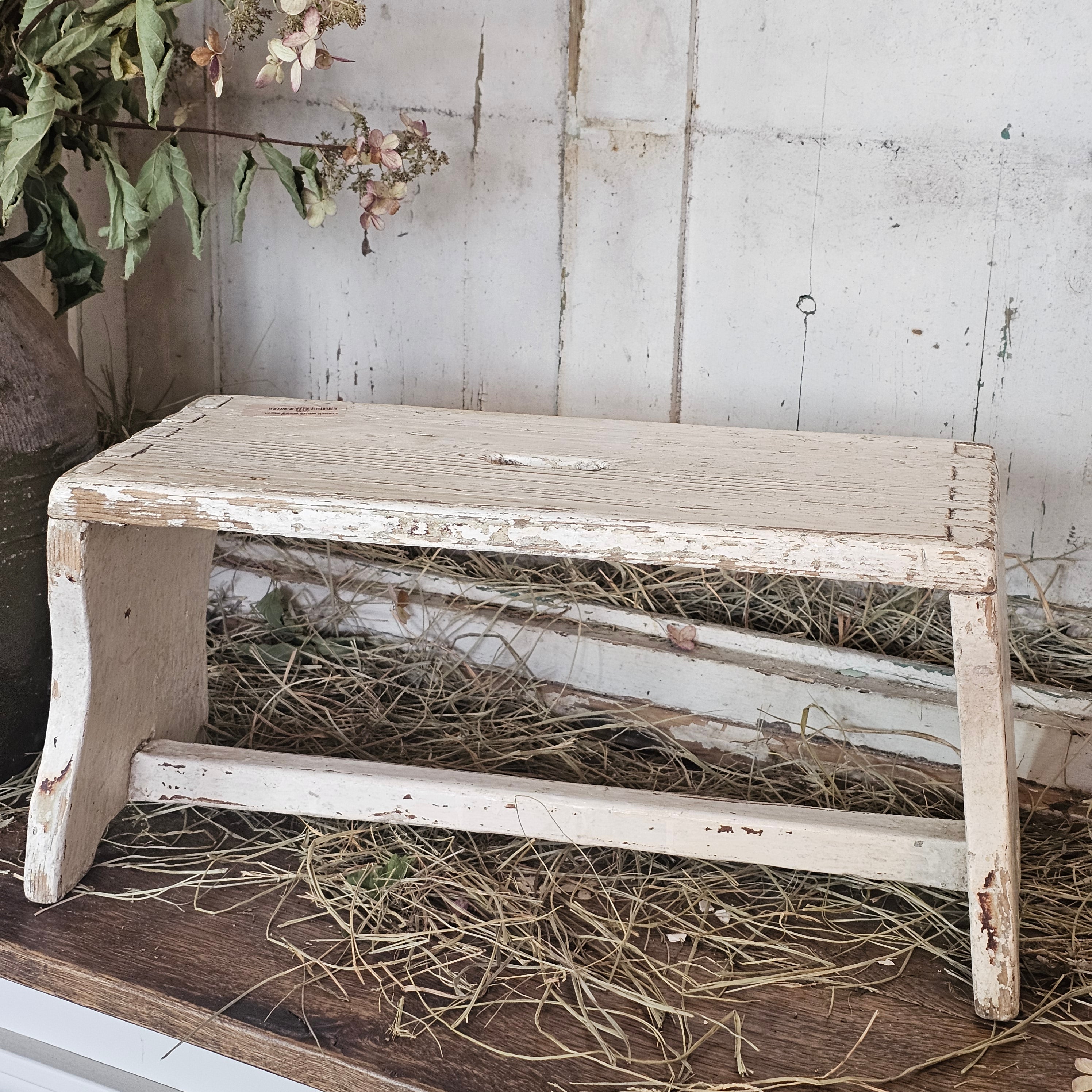French White Wood Stool