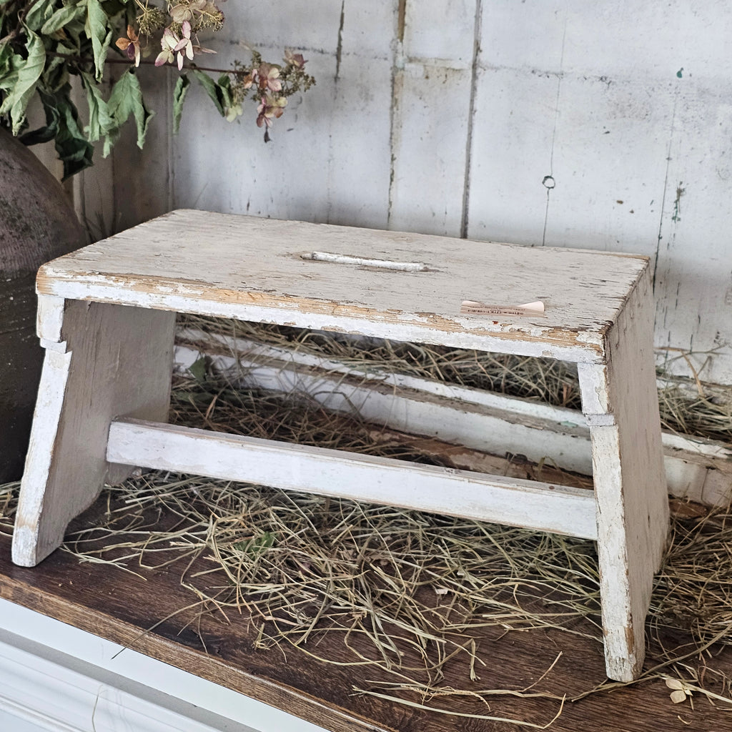French White Wood Stool