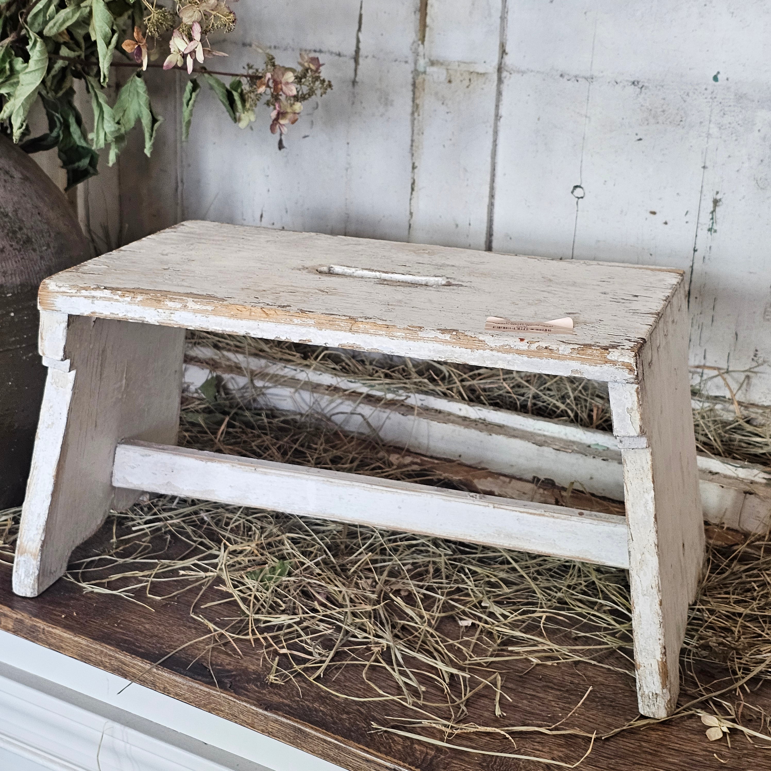 French White Wood Stool