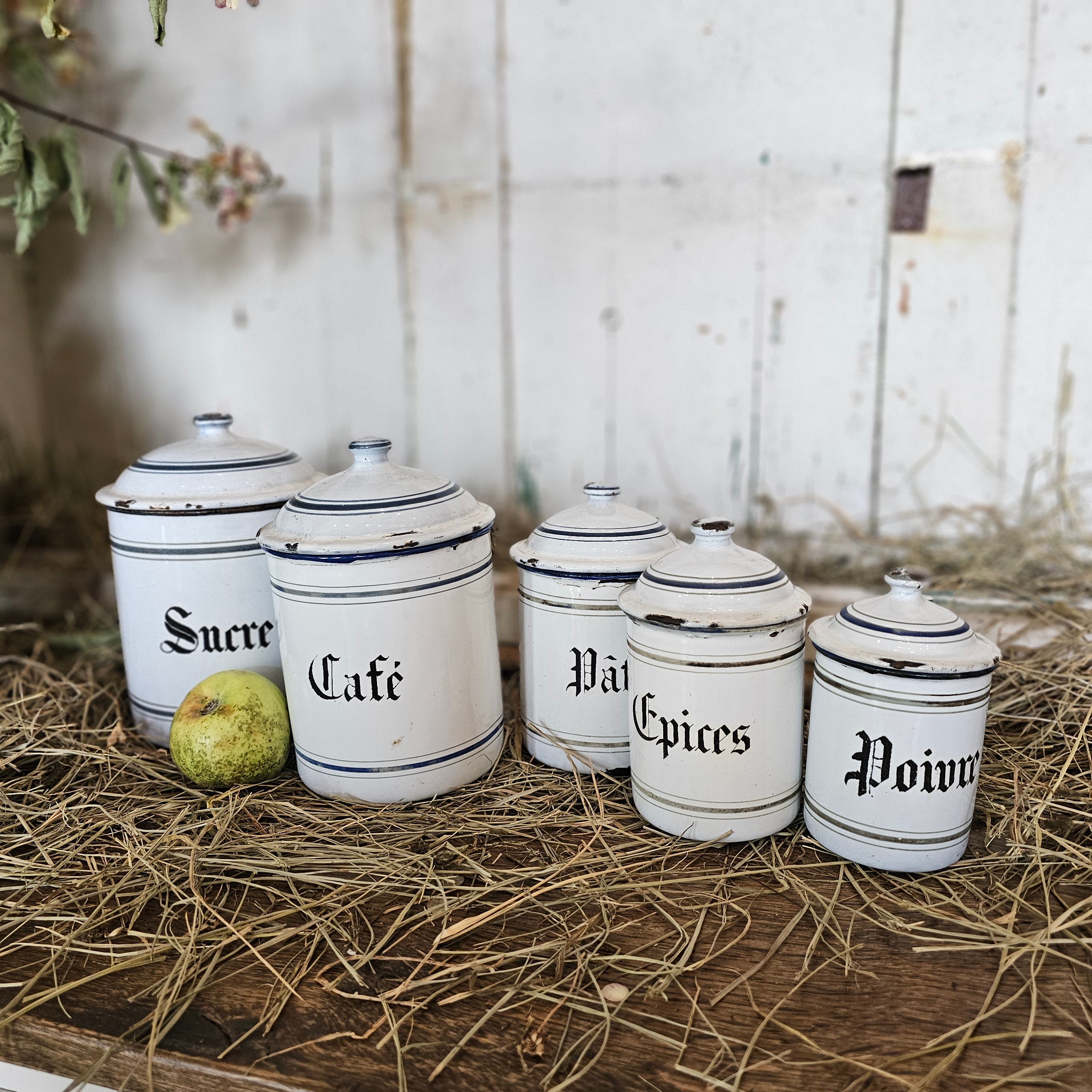 Enamel 5 piece Canister Set