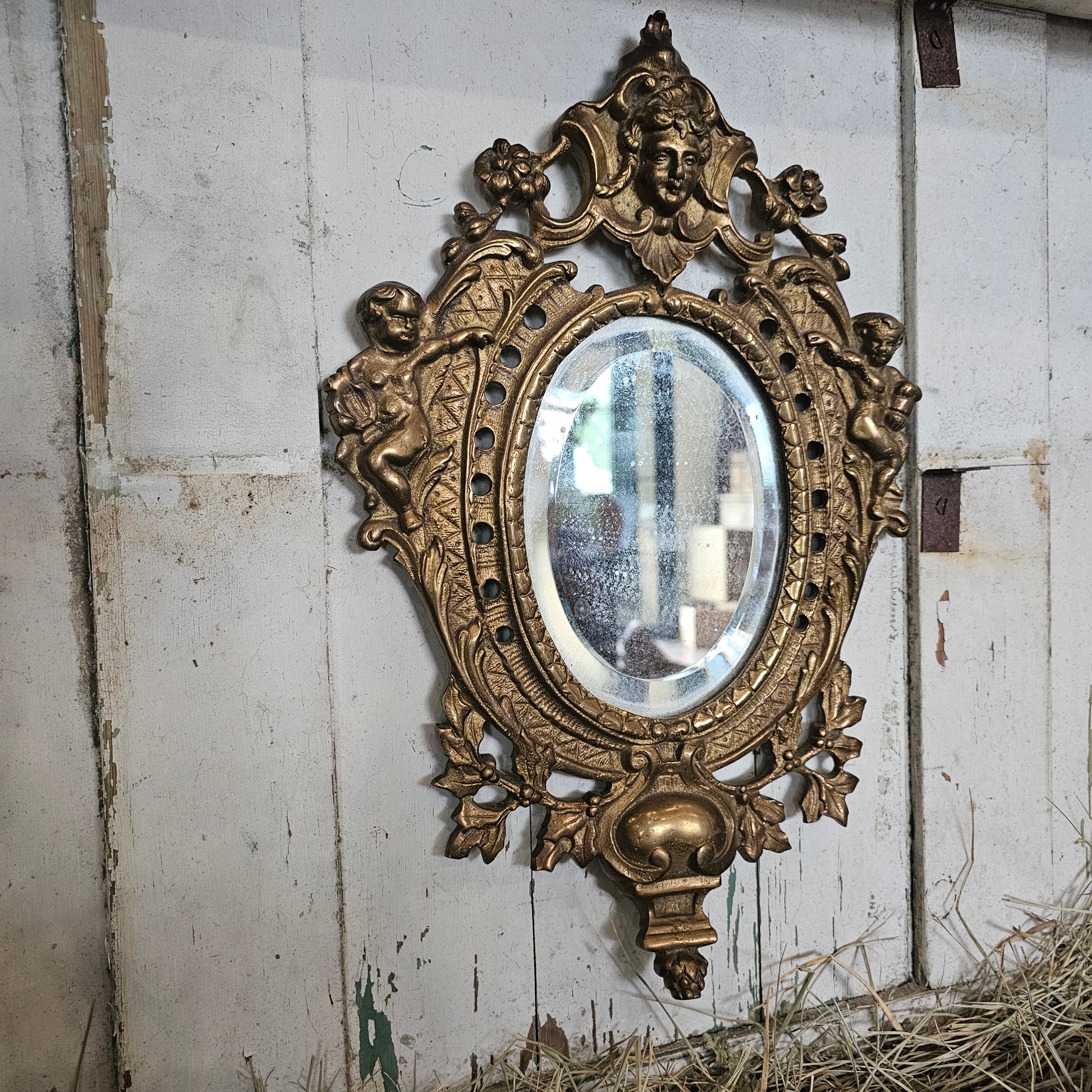 Oval Gilt Bronze Mirror